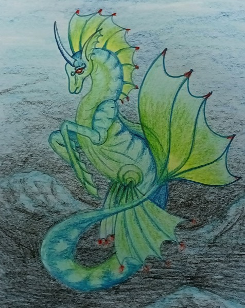Sea Creature Colored Pencil Drawing