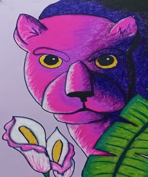 soft Pastel Panther beginner drawing class