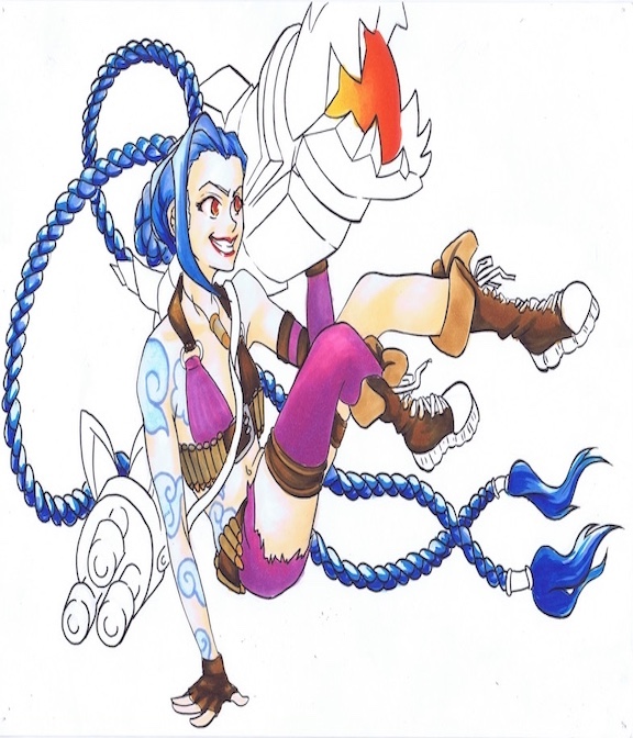 manga girl jinx purple hair