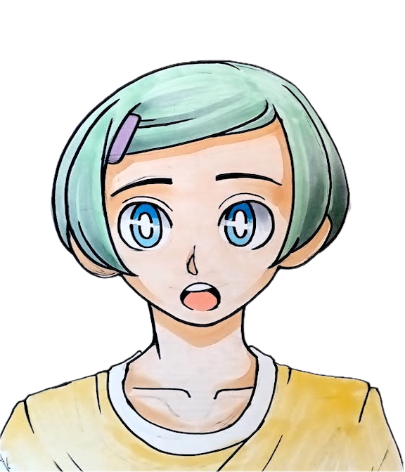 manga girl green hair