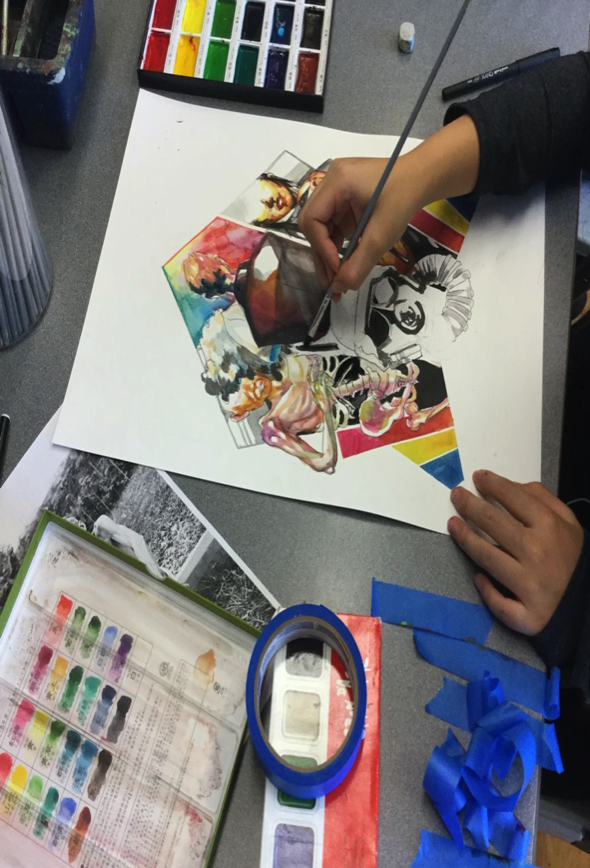 Student watercolor painting